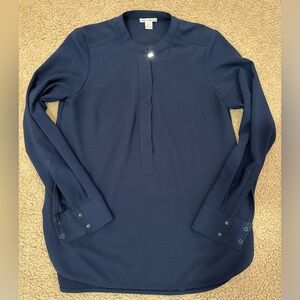 Dalia Collection Navy Blue Zipper front blouse